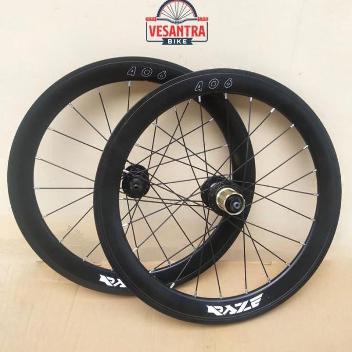 Raze Wheelset 406 Velg Rim Sepeda Lipat 20 inch Model Vbrake Black