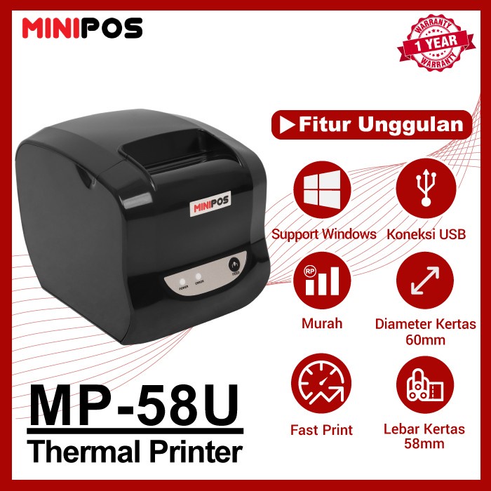 Printer Kasir MINIPOS MP-58U, Kabel USB