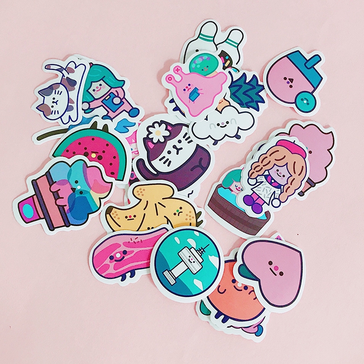 Ins soft girl cartoon stickers cloud smiling face girl heart stickers account stickers