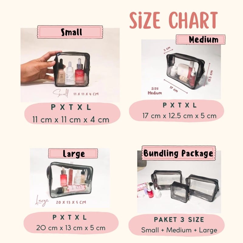 FF Pouch Kosmetik Tempat Make Up Transparan