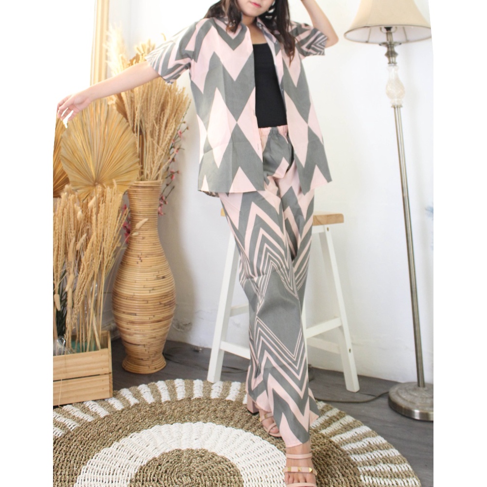 DAILY SET RAYON tiedye- HOMEY SET FIT Xl - PAJAMA SET RAYON -  PIYAMA RAYON-zigzag