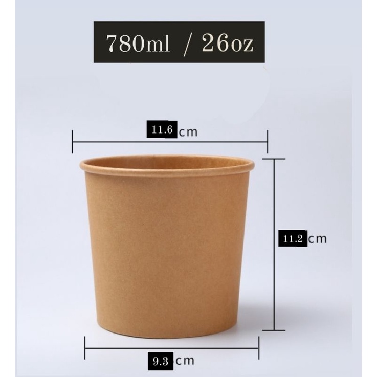 

(isi 20pc) Eco Kraft Paper Bowl / Brown Cup Tanpa Tutup 780ml / 26oz