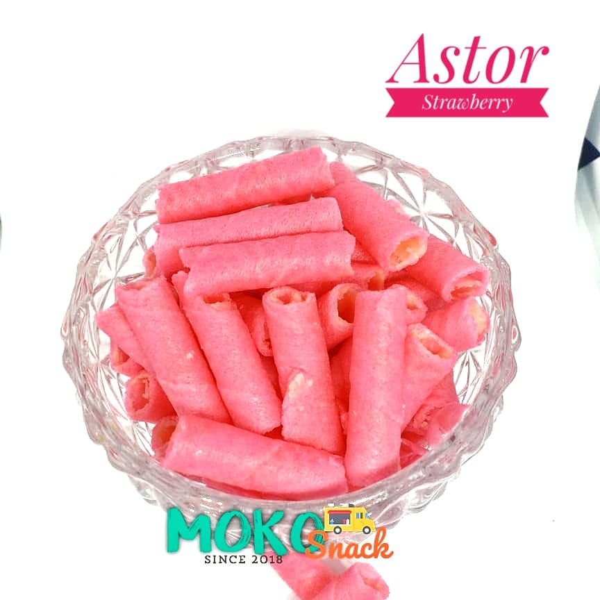 

Snack cemilan astor wafer twister strawberry 1kg