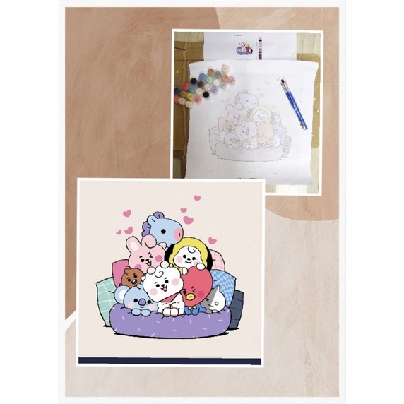 

Paint by Number [BT21] •Get Well Stress• | Kit Melukis | Kanvas 30x30cm