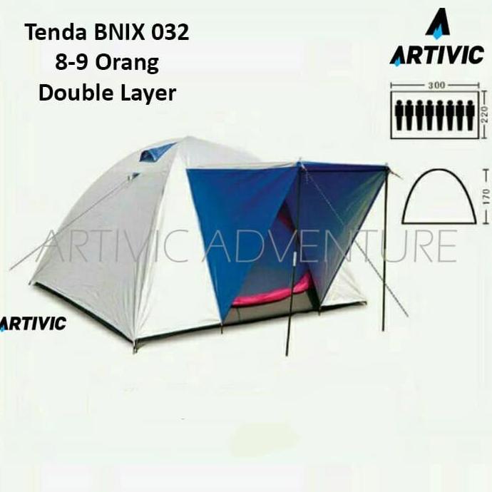 Tenda Camping Hiking Dome BNIX 032 Double Layer Kapasitas 8-9 Orang