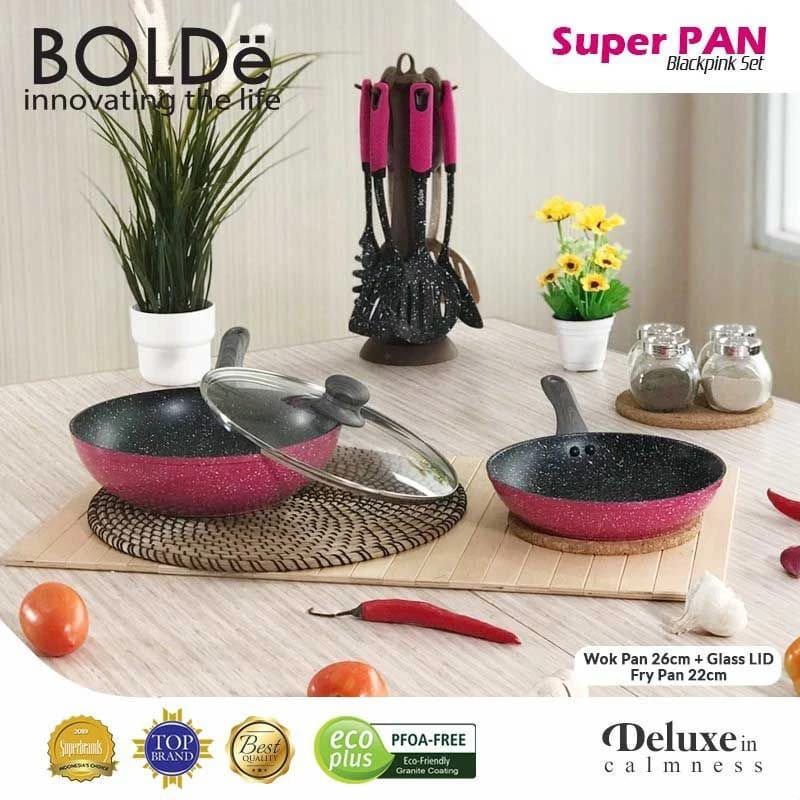 Super PAN Granite 5 pcs Sets BLACKPINK Original BOLDe FREE Spatula &amp; Sponge