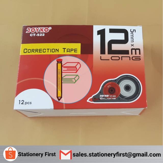 Correction Tape Tip Ex Kertas Joyko 12 Meter CT-522