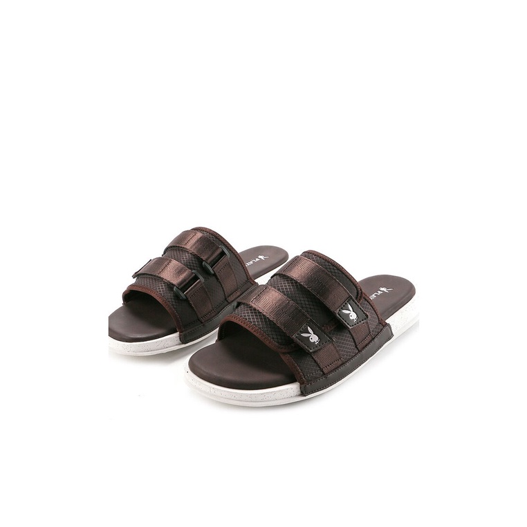 SANDAL SLIDE PLAYBOY PRIA ORIGINAL CASUAL BRANDED ASLI COKLAT PL10