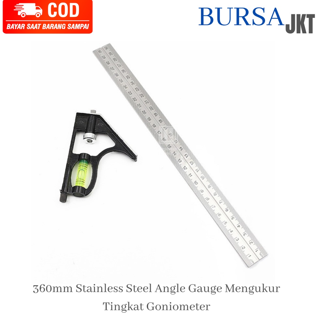 

PENGGARIS SIKU SUDUT WATERPASS TUKANG KOMBINASI MULTIFUNGSI 30 CM 2IN1
