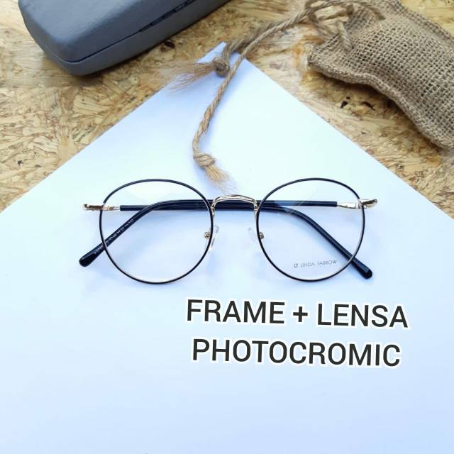 Frame Kacamata Minus Korea Retro Lilo | Paket Kacamata Minus | Lensa Photocromic | Lensa AntiRadiasi