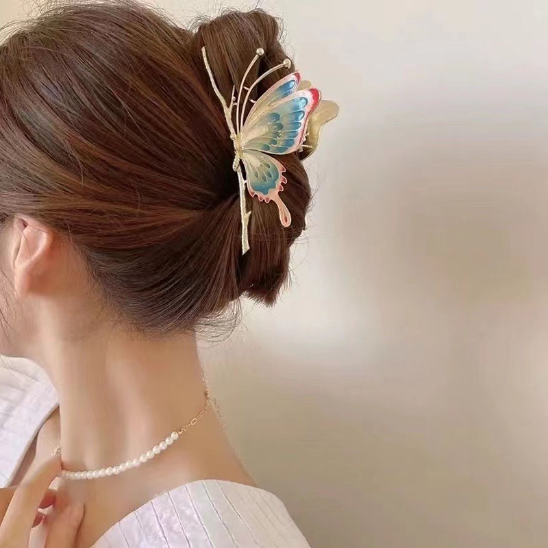 Aksesoris Jepit Rambut Ekor Kuda Model Butterfly Bahan Metal Untuk Wanita