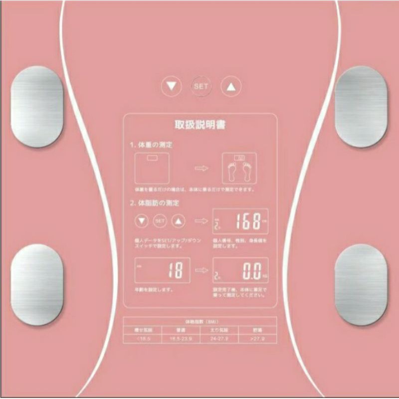 Timbangan digital monitor fat body fat bodyscale HITAM/PINK