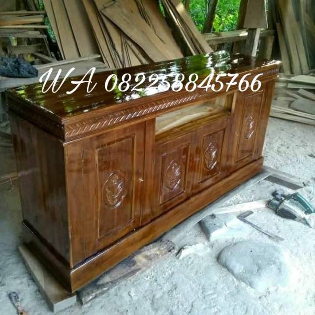 Bufet Lemari Pajangan Meja Tv Hias Ruang Tamu Ukir Asli Jepara