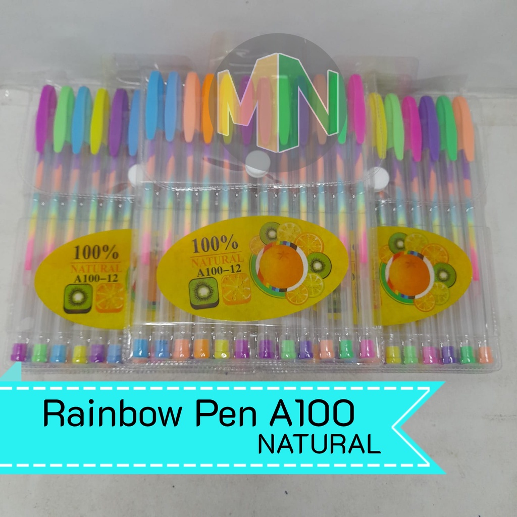 

NATURAL Pulpen Gel Pen Tinta Pelangi Rainbow Pen Gel Warna-Warni isi 12