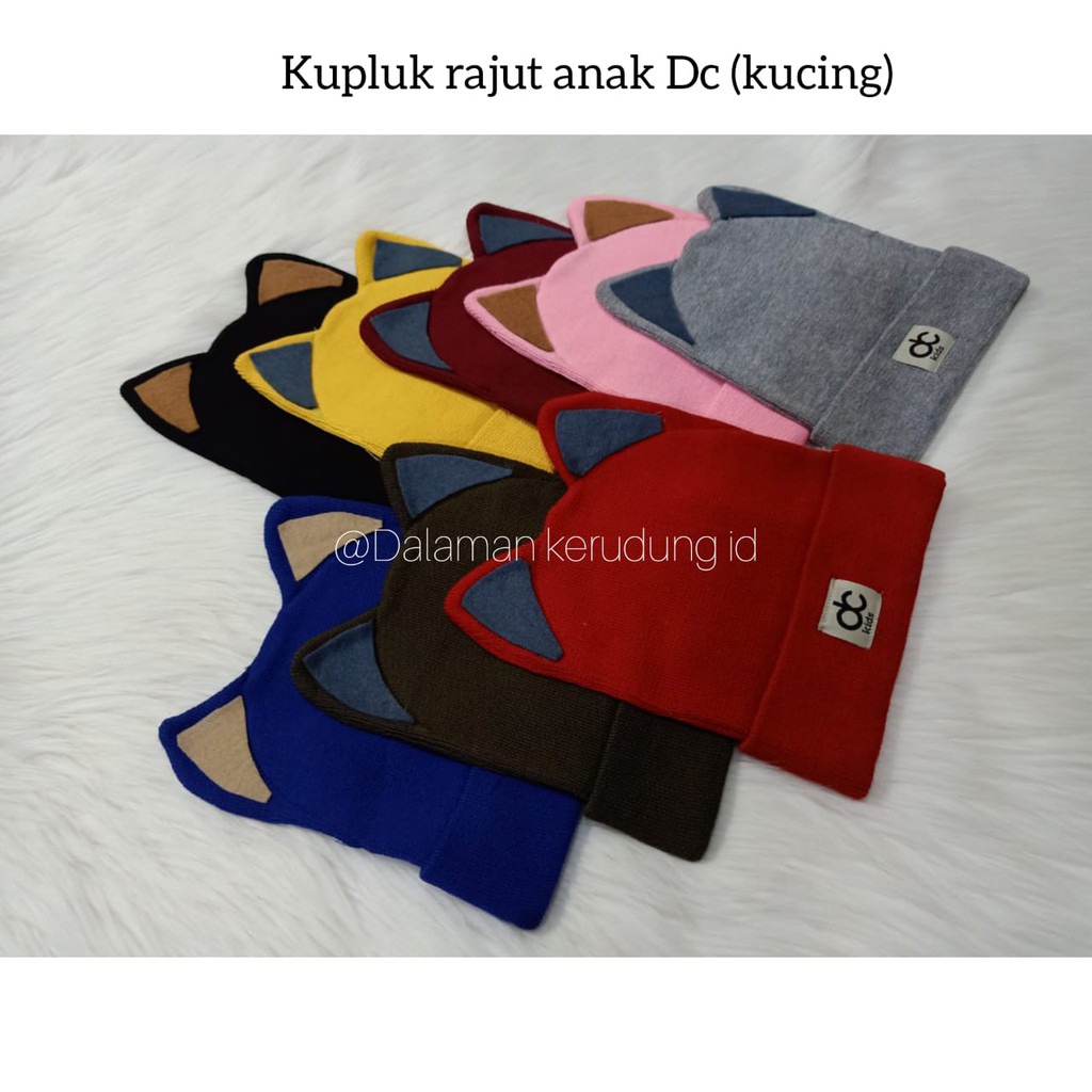 kupluk anak 1-4th rajut variasi kucing lucu bahan distro quality by dc kids terbaru