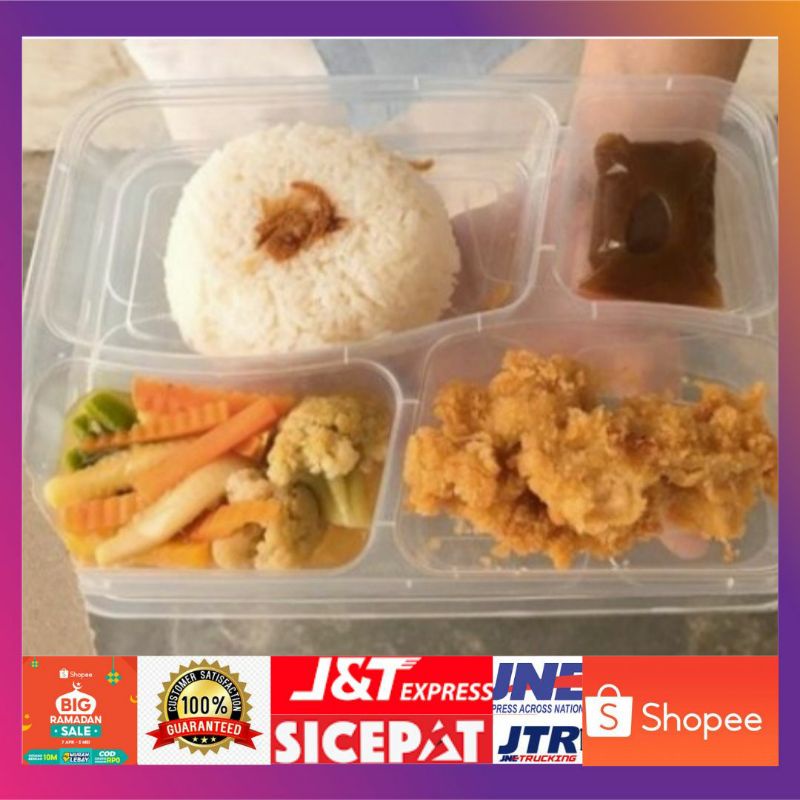 Bento Sekat 4 Plastik Thinwall