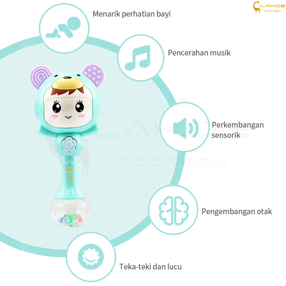 Mainan Bayi Tongkat Genggam Rattle Stick Dengan Musik dan Lampu