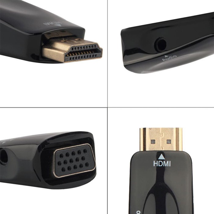 Converter HDMI to VGA with Port Audio - Full HD 1080p (Hitam &amp;Putih)