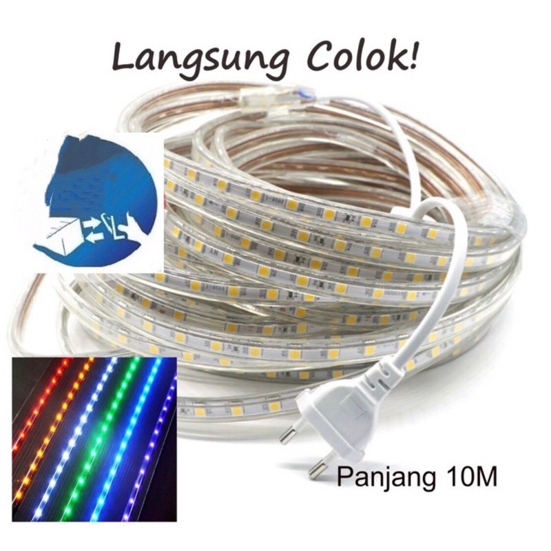 Lampu LED STRIP SELANG SMD 5050 220v 10M METER OUTDOOR PUTIH - Putih