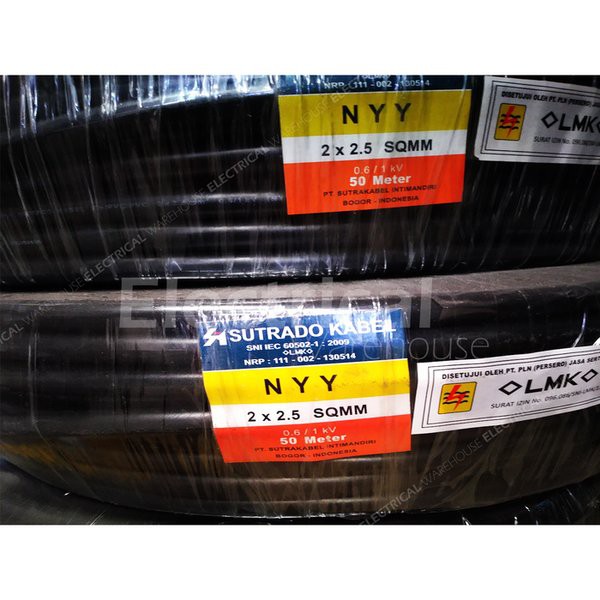 Kabel Listrik NYY 2x2.5mm2 SUTRADO 50 Meter ( 2x2.5mm 50M 2x2.5 2 x 2.5mm 50 M 2x2,5 50  )