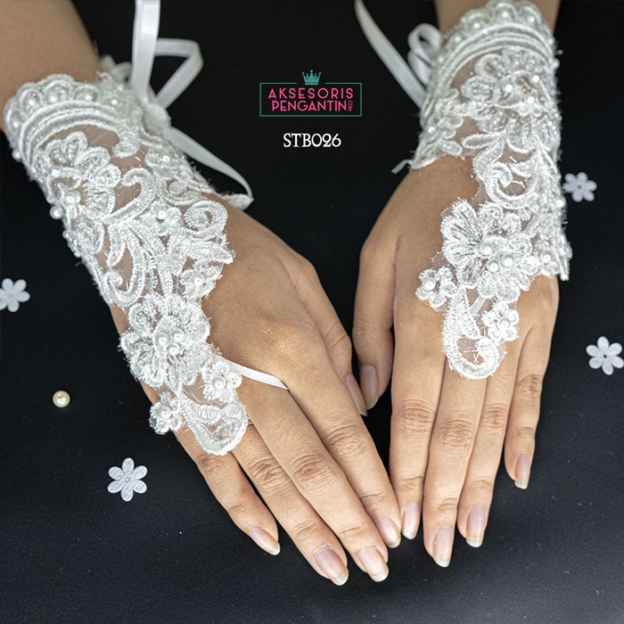 [READY STOK] AKSESORIS BRIDAL WEDDING GLOVES LACE BRUKAT PENGANTIN WANITA STB026