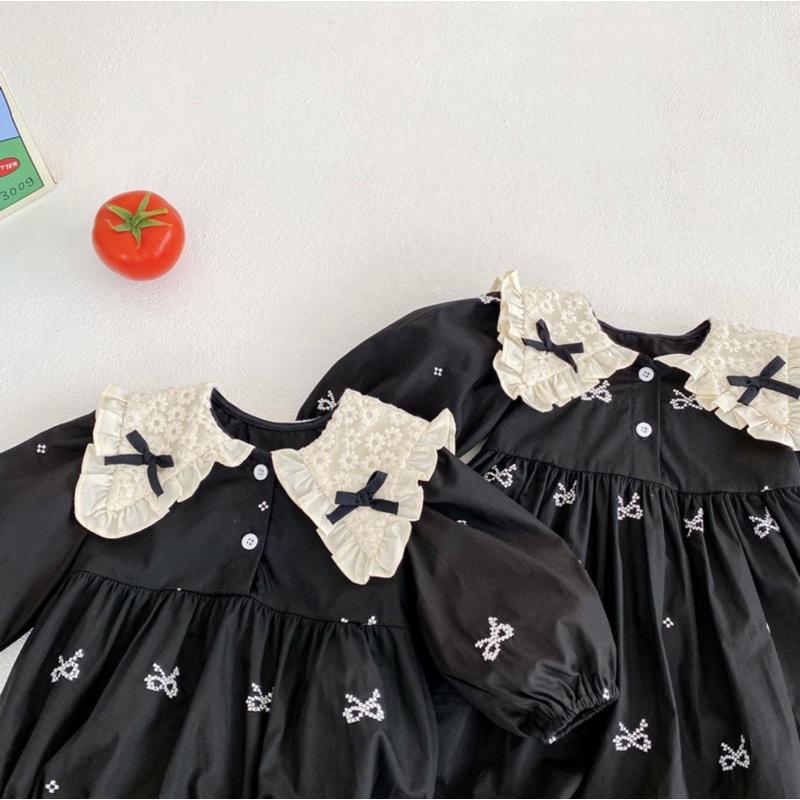 Ribbon black romper/dress bayi perempuan