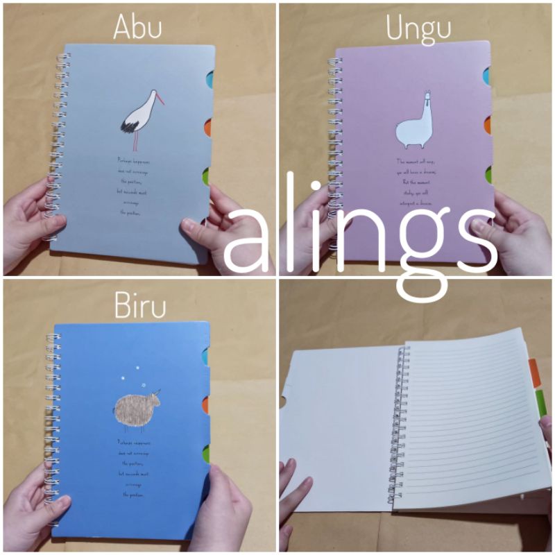 

Simple Spiral Ruled Divider Notebook Hard Cover Buku Tulis Catatan Kuliah Agenda Halaman Garis