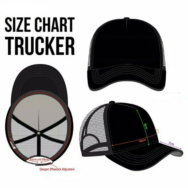 topi trucker jaring hitam Warga Bekasi Polos custom indonesia murah