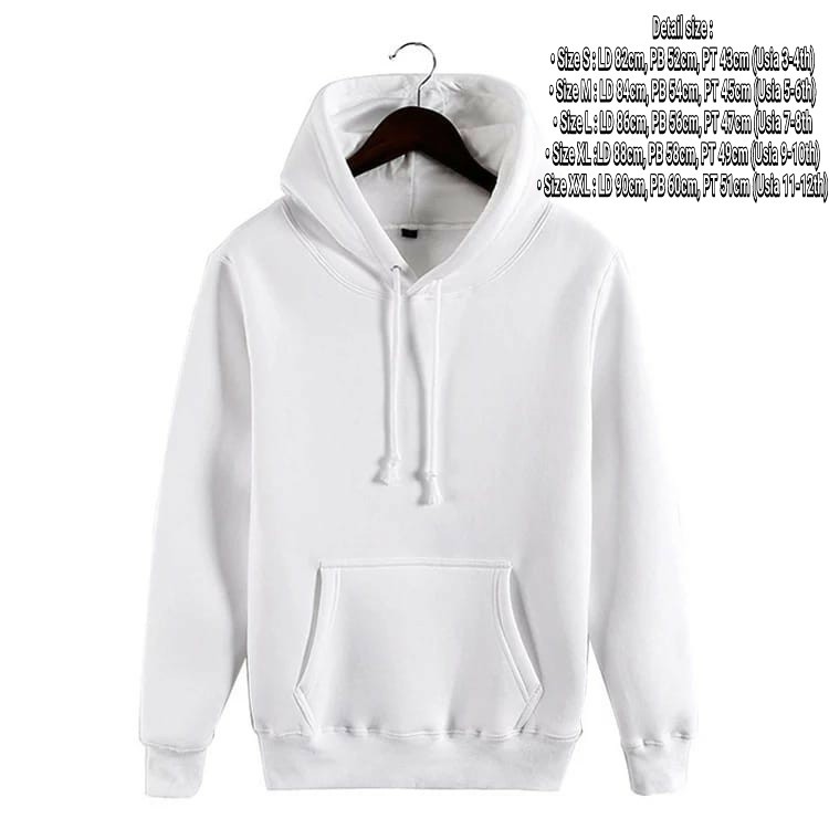 Sweater Hoodie Polos Anak Laki-Laki/Perempuan Usia 3-12 Tahun Bahan Tebal Premium