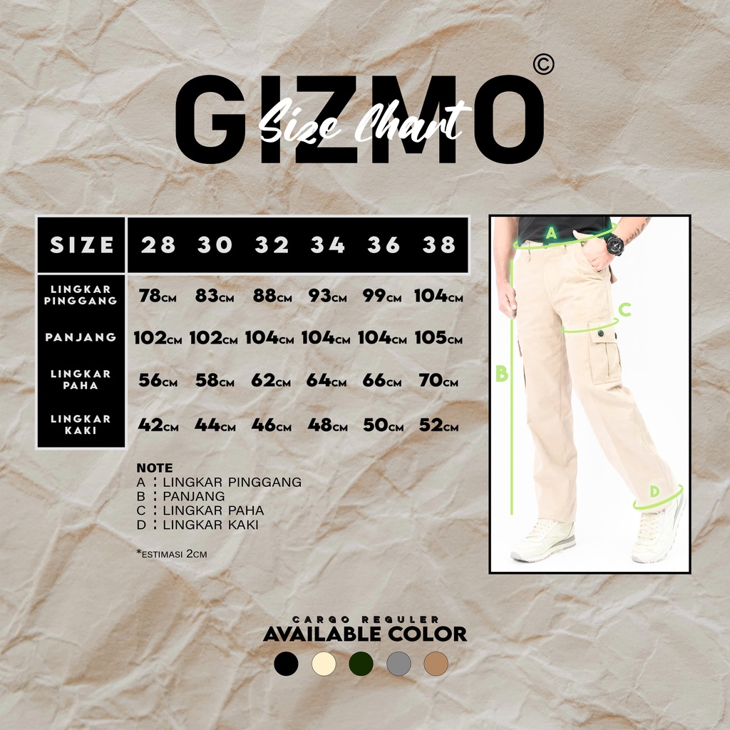 Gizmo Celana Cargo Panjang Reguler Cream