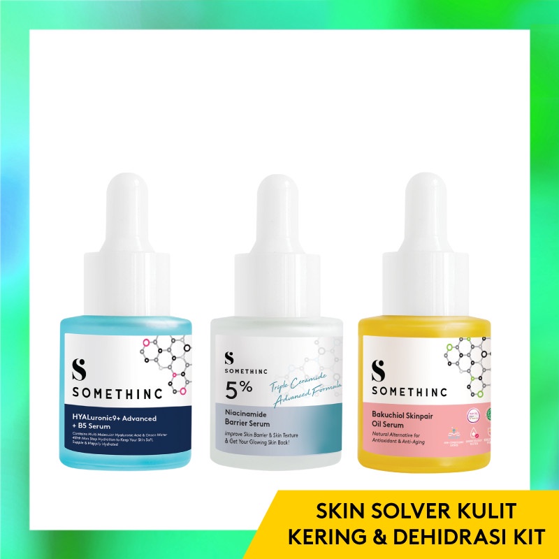 SOMETHINC SKIN SOLVER Kulit Kering dan Dehidrasi Kit(- HYALuronic9+ Advanced + B5 Serum 20 ml - 5% Niacinamide Barrier Serum 20 ml - Bakuchiol Skinpair Oil Serum 20 ml)