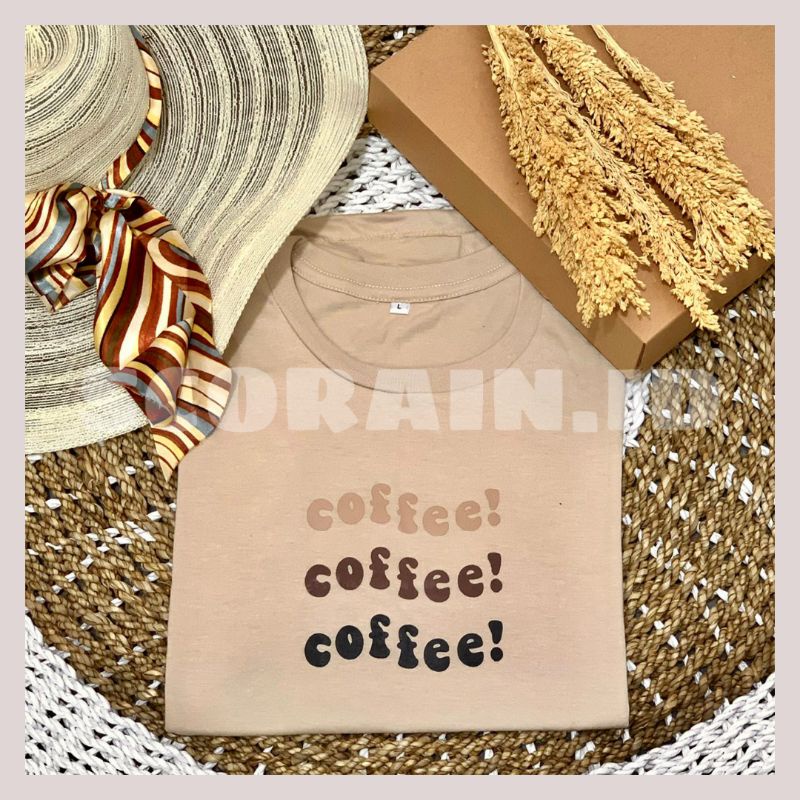 COFFEE BEIGE T-SHIRT | KAOS CEWE COWO KATUN MURAH | OVERSIZE T-SHIRT | KAOS AESTHETIC BEIGE KEKINIAN | KAOS OVERSIZE READY POLOS