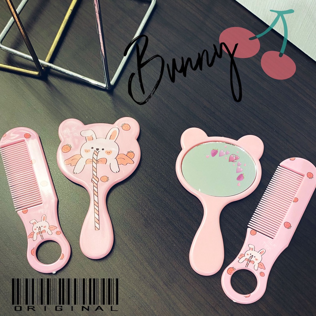 VS BG - 2 in 1 kaca gagang  Karakter Lucu  Kaca dan sisir  Import