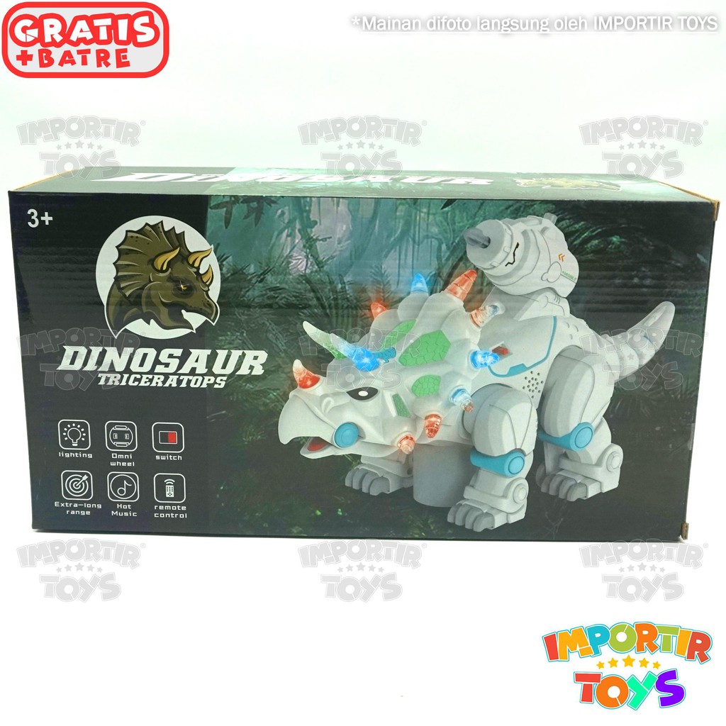 ROBOT DINOSAURUS PUTIH BATRE + MUSIK + LAMPU Bersenjata dan Kuat! IMPORTIR TOYS QUALITY