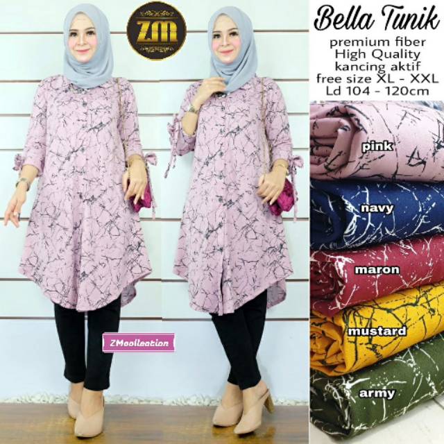 BELLA TUNIK / ORI BY ZM / BEST SELLER / MURAH / ATASAN / PREMIUM FIBER / MOTIF