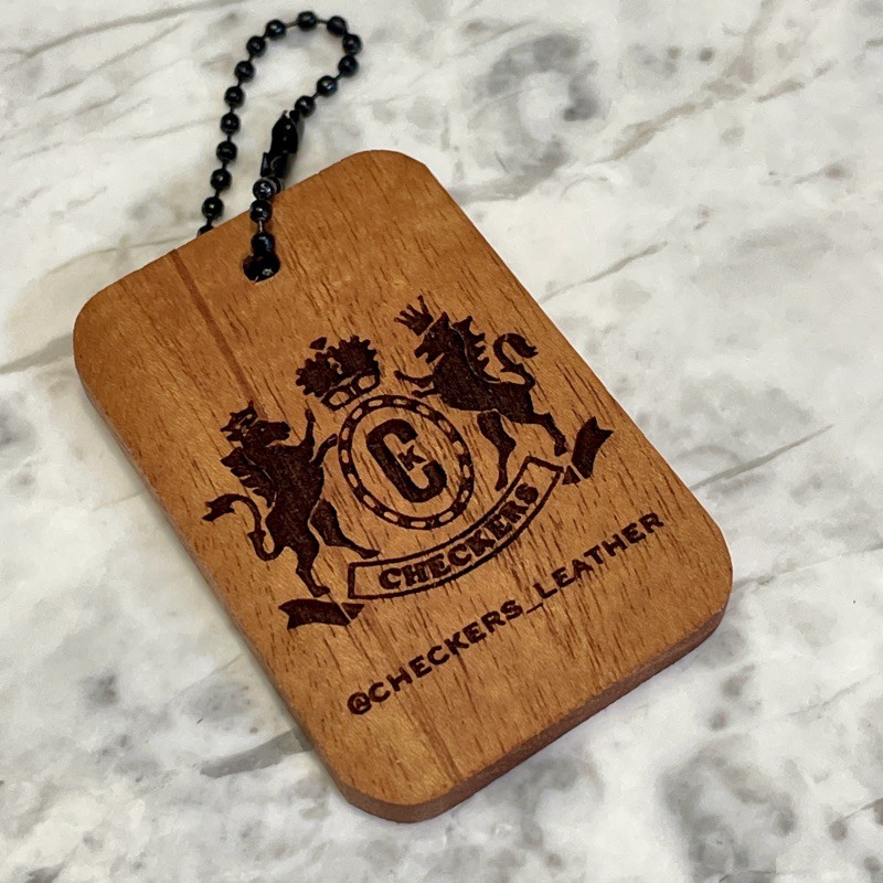 WANG101 - Gantungan Kunci Dompet Tas Checkers Kayu Grafir / Key Chain