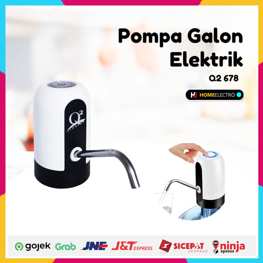 Pompa Galon Elektrik USB Q2 678 Rechargeable dengan Lampu Indikator