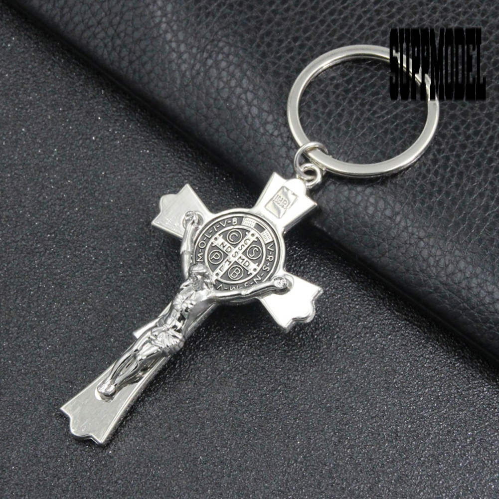 &lt; Suppmodel &gt; Gantungan Kunci Bentuk Salib Yesus Bahan Metal Untuk Hadiah