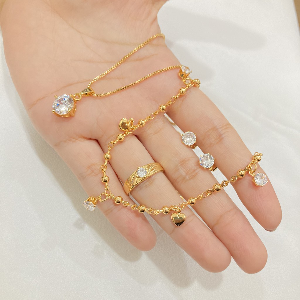 Set Perhiasan Mata Satu Lapis Emas Anti Karat Aksesoris Perhiasan 18K