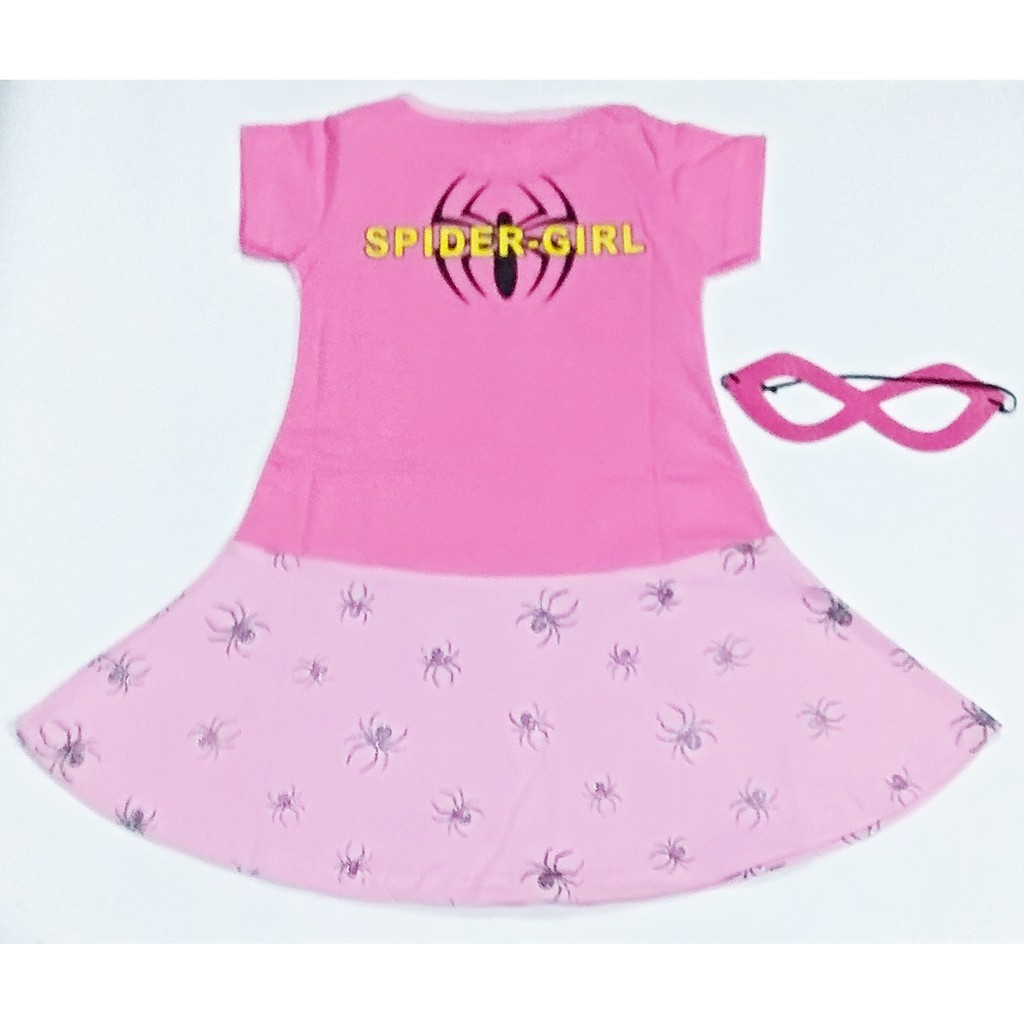 Dress Kostum Anak Superhero Spider Girl Pink Halloween