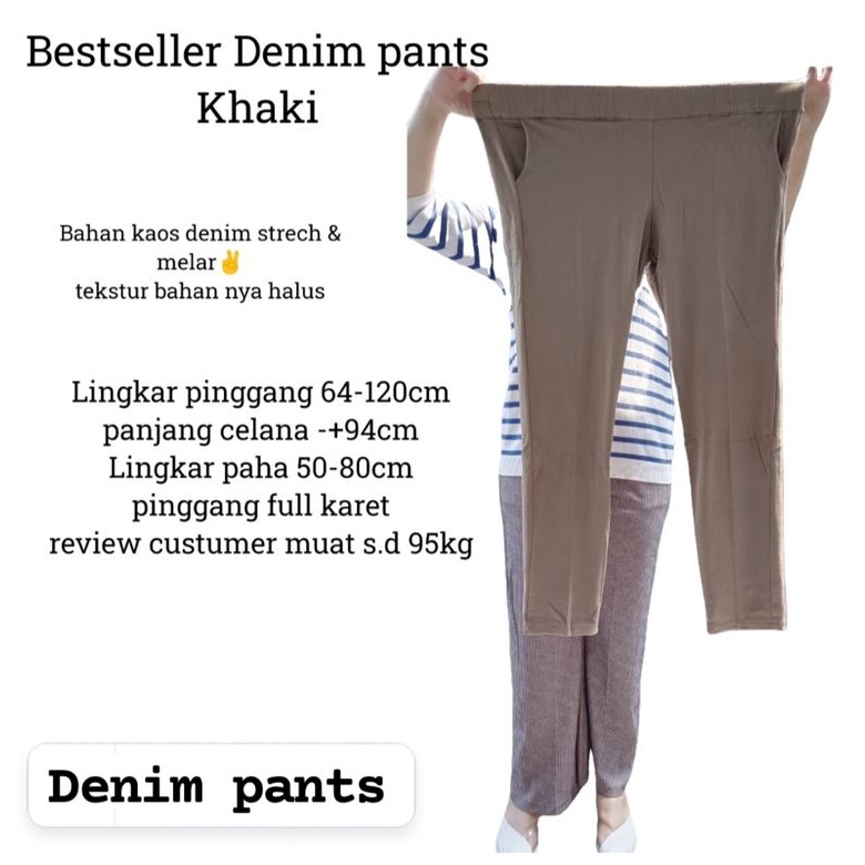 celana panjang wanita/kaos denim pants ORI by cellia/standar dan jumbo