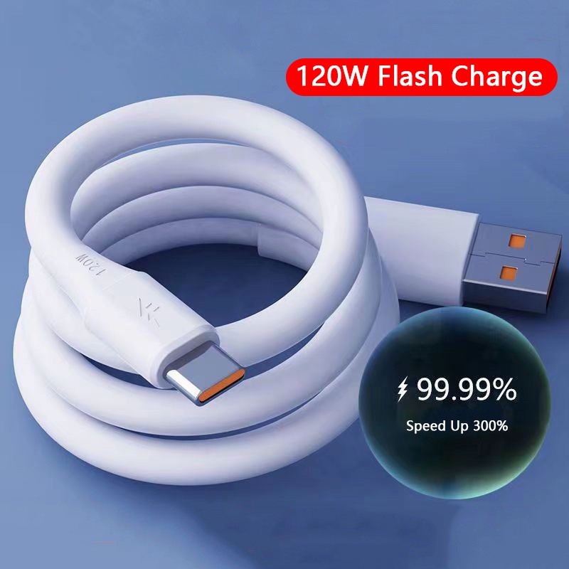 Vaorlo 6A 120W Kabel Charger USB Tipe C Tebal 6MM Panjang 1M 1.5M 2M Untuk Xiaomi Huawei