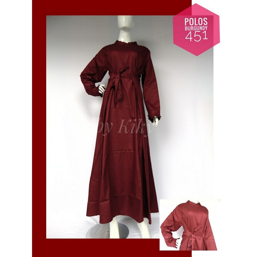Gamis syari katun jepang ori polos warna marun aulia muslimah