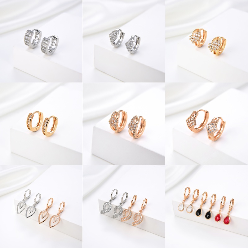 HYL JEWELRY Anting Titaniun emas batu bata titanium korea tusuk 60E