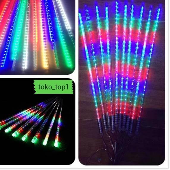 【COD】 lampu led hias lampu meteor led hujan 10batang 50cm  full colour termurah se indonesia