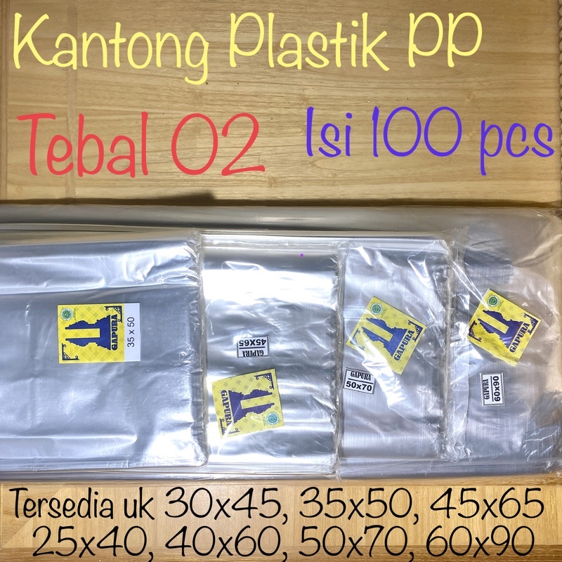 Plastik Laundry Gapura 45x65 Tebal 02 isi 100 pcs / Kantong Plastik PP Uk 45 x 65 x 02 / Plastik Opp Tipis 45x65x02 / Kantong Plastik Pembungkus Tipis Uk 45 / Kantong Plastik PP GAPURA 45 x 65 x 02 / Kantong Plastik PP 45 x 65 Tebal 20 Mikron