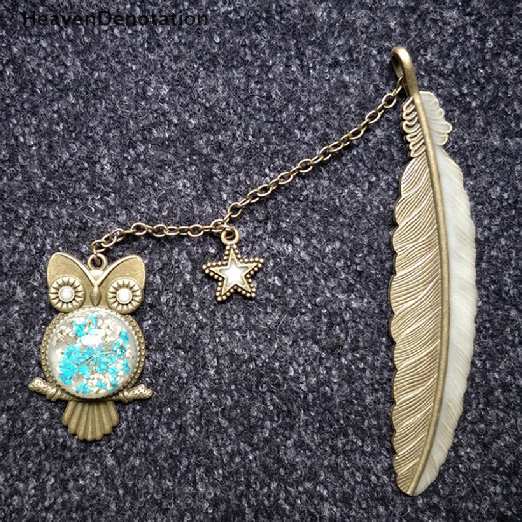 [HeavenDenotation] 1X Luminous Night Owl Bookmark Label Read Maker Feather Book Mark Stationery