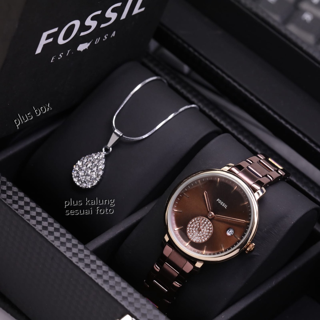 Jam Tangan Wanita Fashion L31051S Tali Rantai Case Segi Tanggal Aktif Free Box Kalung &amp; Baterai