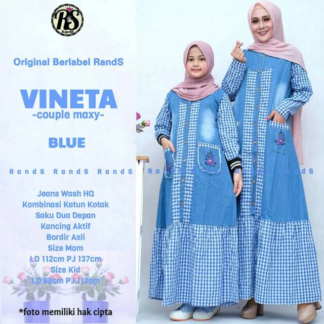 GAMIS COUPLE IBU DAN ANAK // VINETA COUPLE // BAHAN JEANS KOMBI KATUN