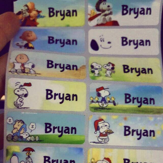

label nama waterproof / sticker anti air Snoopy 3